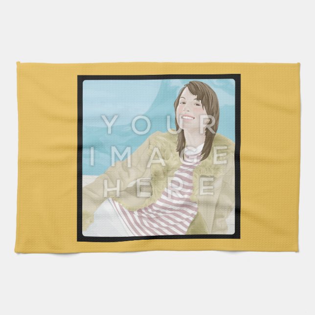 Instagram Photo Personalised Yellow Kitchen Towel (Horizontal)