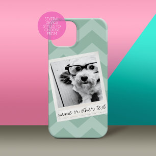 Instagram Photo Retro frame Custom Text Mint Green Case-Mate iPhone 14 Case