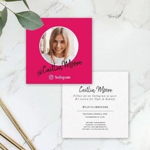 Instagram Photo Script Hot Pink Social Media Calling Card
