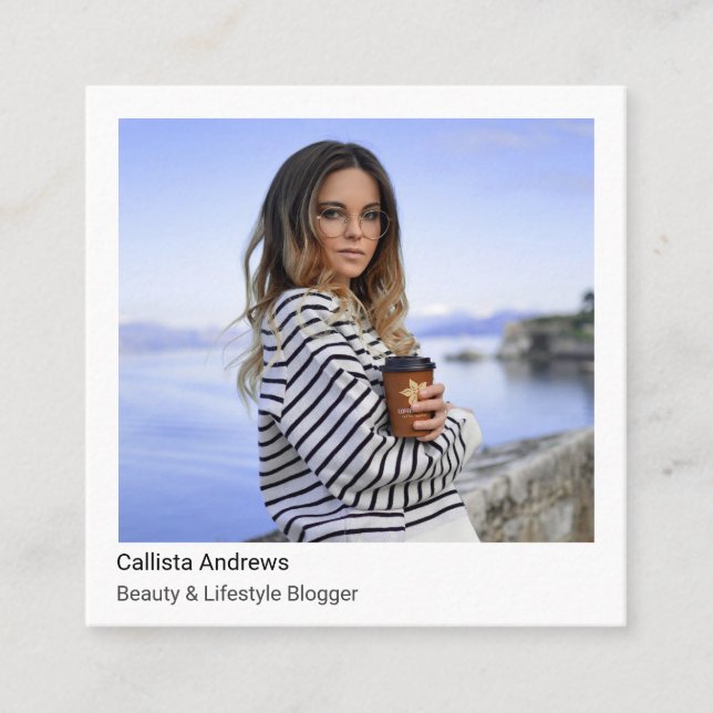 Instagram Photo Social Media Follow Me Blogger Square Business Card (Front)