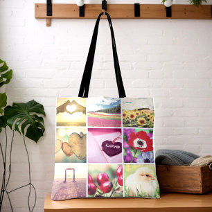 Instagram photo style collage template Tote Bag