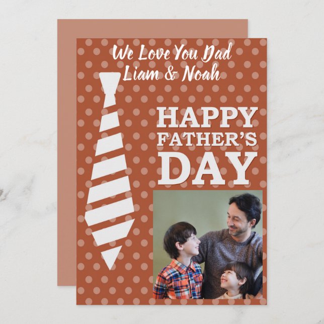 Instagram Photo Tie Dots Brown Fathers Day Card (Front/Back)
