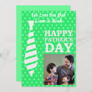 Instagram Photo Tie LT Green Dots Fathers Day Card