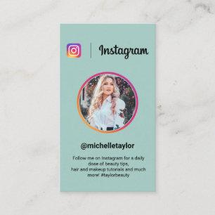 Instagram photo trendy social media modern teal calling card