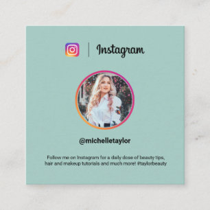 Instagram photo trendy social media modern teal calling card