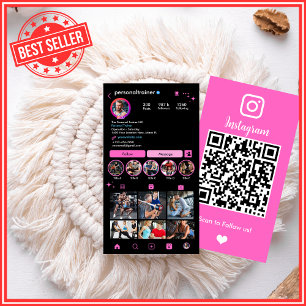 Instagram Pink Personal Trainer Connect with us  Business Card
