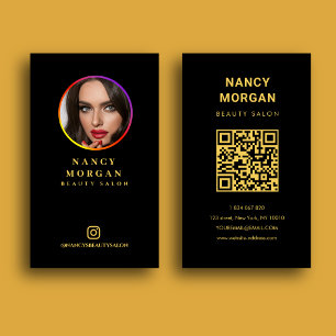 Instagram Profile Photo QR Code Black And Gold Business Card