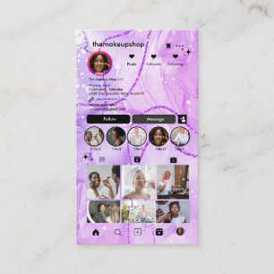  Instagram Purple Marble QR Code Social Media Business Card