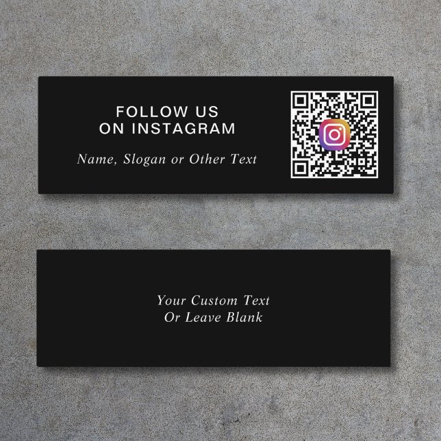 Instagram QR Code Black Promotional Mini Business Card (Creator Uploaded)