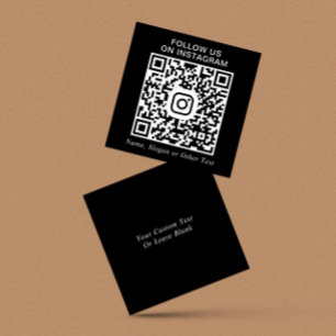 Instagram QR Code Black Promotional Square Business Card