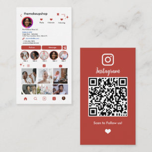 Instagram QR Code Burnt Orange Social Media Business Card
