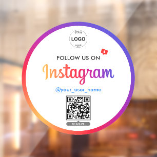 Instagram QR code Follow us Business Logo Simple Window Cling