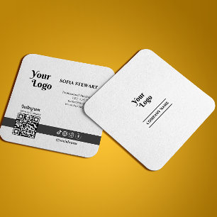 Instagram Qr Code Modern Bold Social Media Follow Square Business Card