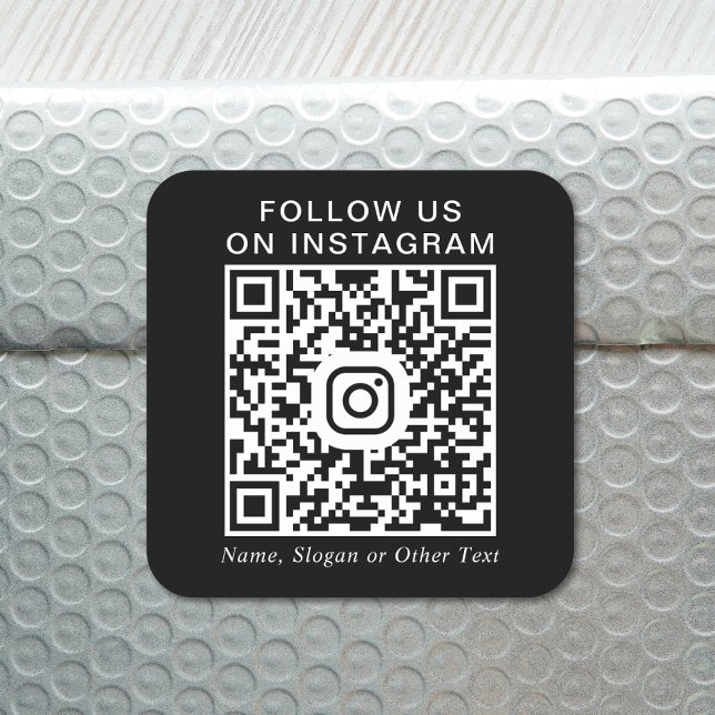 Instagram QR Code Promotional Black Square Sticker (Our user-friendly template will generate your QR code automatically from your Instagram address)