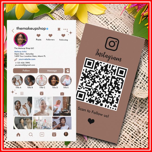 Instagram QR Code Social Media Terracotta  Business Card (Creator Uploaded)