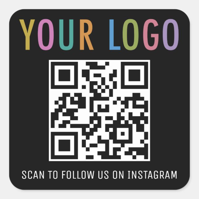 Instagram QR Code Stickers with Logo Black Square (Front)