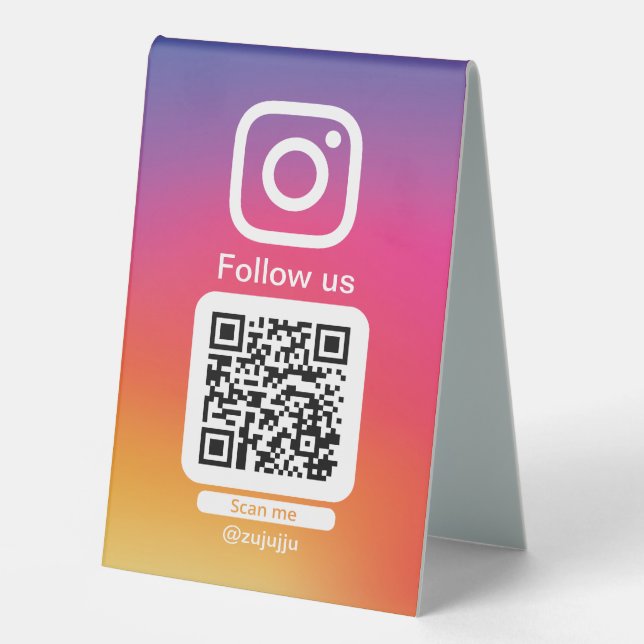 Instagram restaurant QR Code table tent (Front)