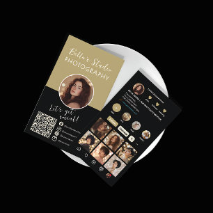 Instagram Scan To Connect QR Code Beige  Business Card