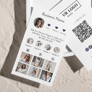 Instagram Scan To Connect QR Code Blue Business Card