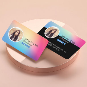 Instagram Social Follow Me Photo Colourful Gradien Business Card