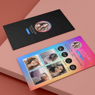 Instagram Social Follow Me Photo Grid Rainbow Business Card