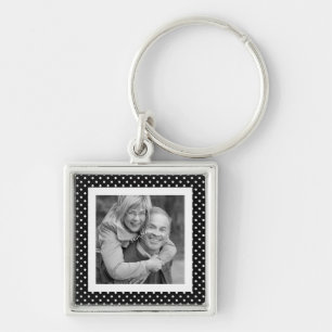 Instagram Square Photo BW Polka Dot Frame Key Ring