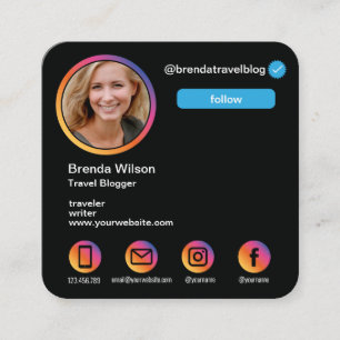 Instagram Style Blogger Travel fashion Lifestyle Square Business Card