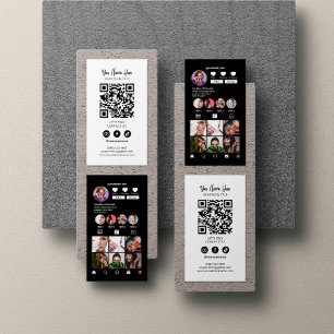 Instagram Style Qr Code Modern Elegant Black White Business Card