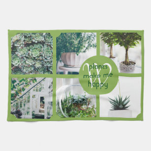 Instagram Trendy Greenery Make Your Own Photo Grid Tea Towel
