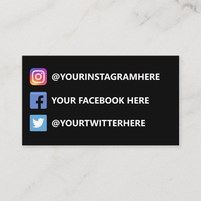 Instagram Twitter Facebook Business Card (Front)