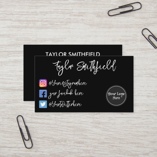 Instagram Twitter Facebook Business Card (Front/Back In Situ)