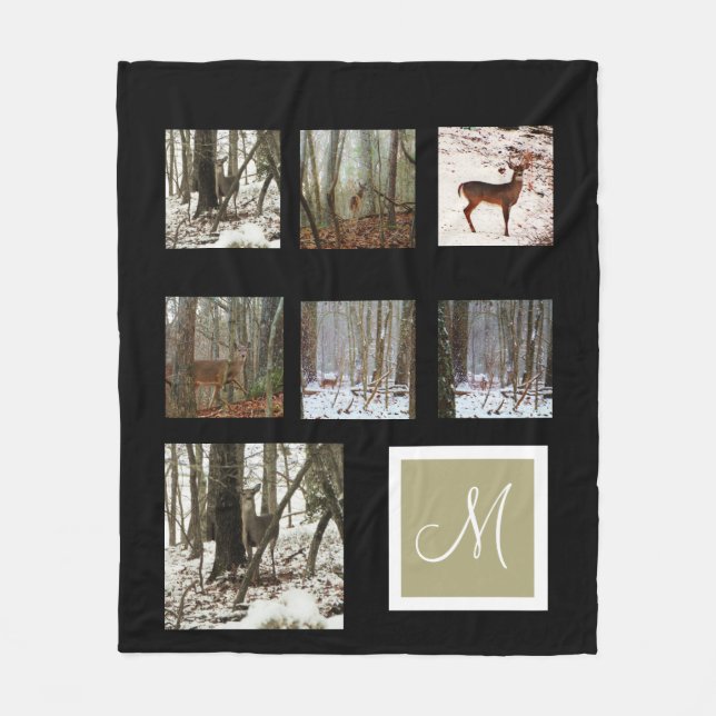 Instagram  your pictures custom collage monogram fleece blanket (Front)