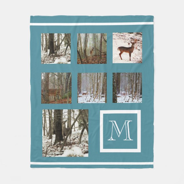 Instagram  your pictures custom collage monogram fleece blanket (Front)