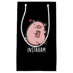 Instaham Funny Social Media Pig Pun Dark BG Small Gift Bag