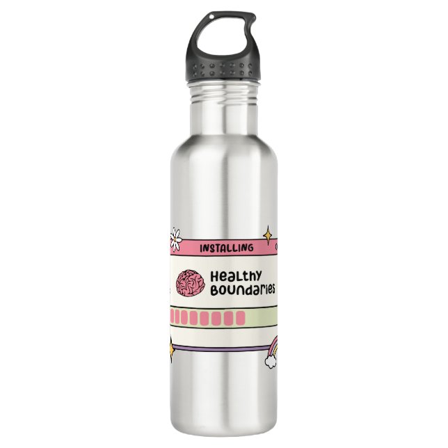 Installing Healthy Boundaries Self Care Quote 710 Ml Water Bottle (Front)