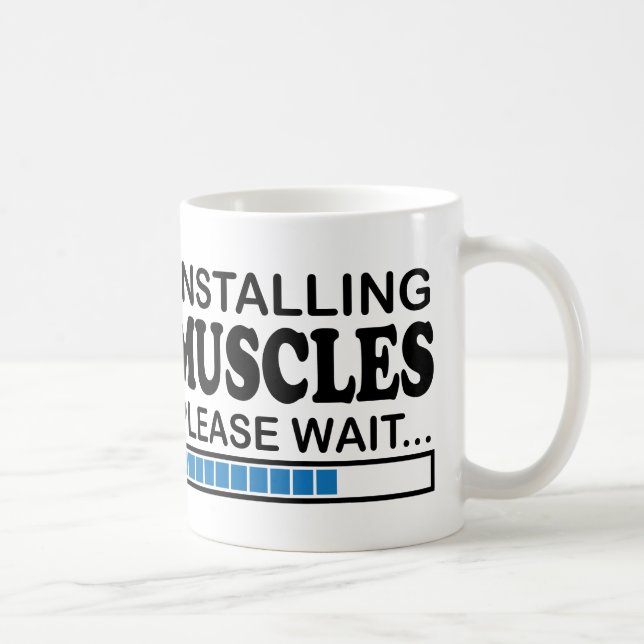 Installing Muscles, Please Wait Blue Coffee Mug (Right)
