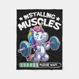 Installing Muscles Please Wait Bodybuilding Unicor Fleece Blanket