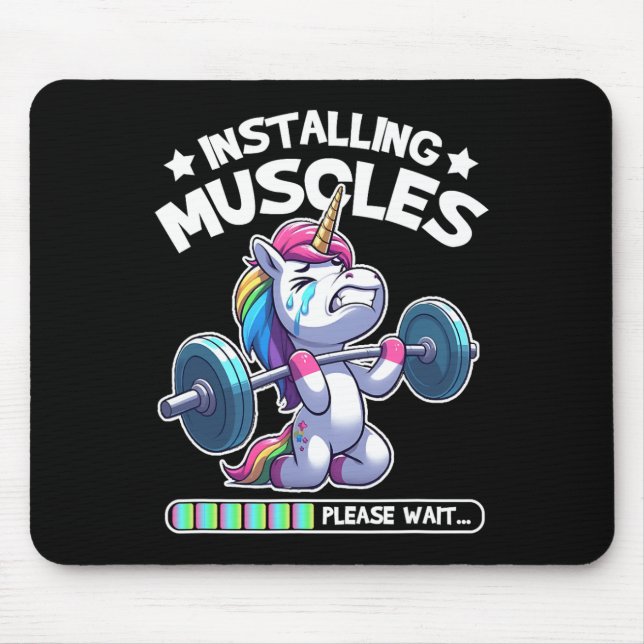Installing Muscles Please Wait Bodybuilding Unicor Mouse Mat (Front)