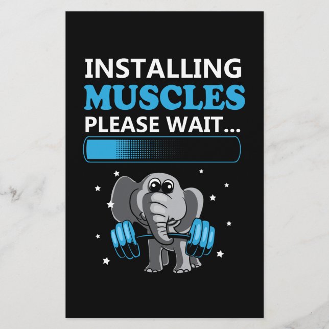 Installing muscles please wait elephant Gym Stationery (Front)