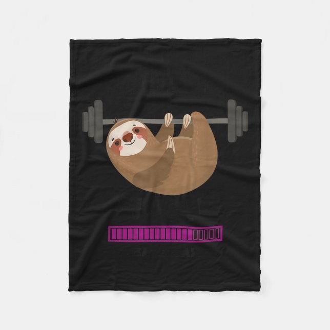 Installing Muscles Sloth Weight Lifting Fitness Mo Fleece Blanket (Front)