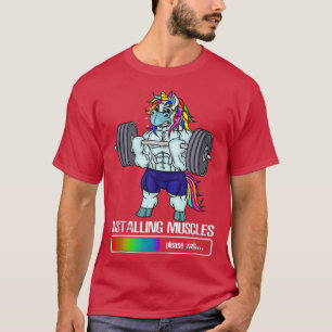 Installing Muscles Unicorn Rainbow Dadacorn Father T-Shirt