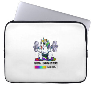 Installing Muscles Unicorn Rainbow Gym Workout Fat Laptop Sleeve