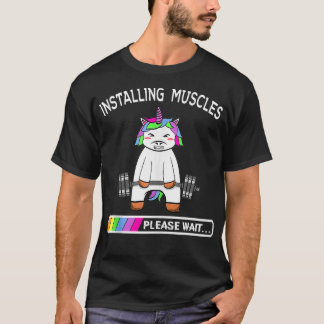 Installing Muscles Unicorn Rainbow Weightlifting G T-Shirt