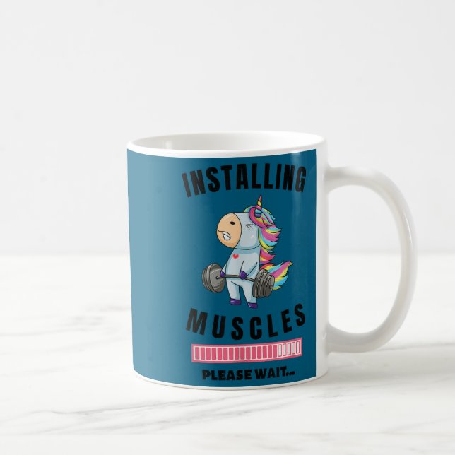 Installing Muscles Unicorn Weight Lifting Fitness  Coffee Mug (Right)