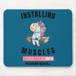 Installing Muscles Unicorn Weight Lifting Fitness  Mouse Mat