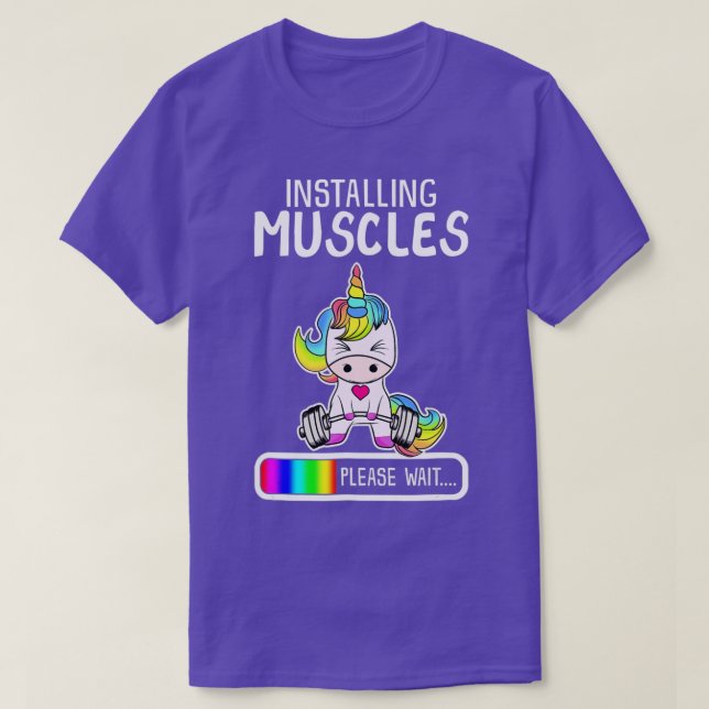 Installing Muscles Unicorn Weightlifting Gift  T-Shirt (Design Front)