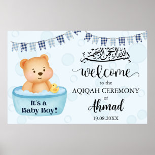 Instant Blue Aqiqah Aqeeqah Welcome Poster Sign