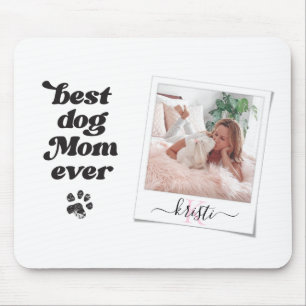 Instant Camera Best Dog Mom Ever White Mouse Mat
