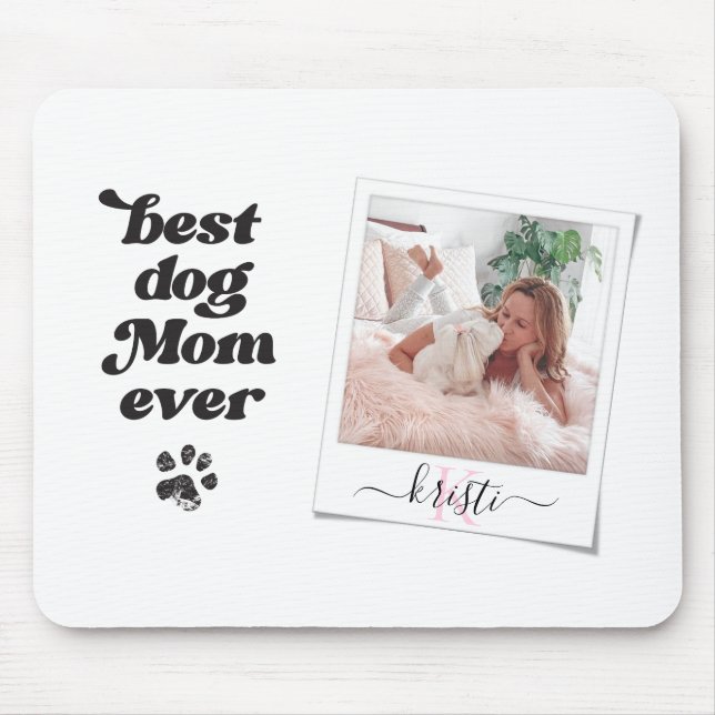 Instant Camera Best Dog Mom Ever White Mouse Mat (Front)