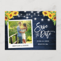 Instant Camera Blue Wood Sunflowers Save The Date